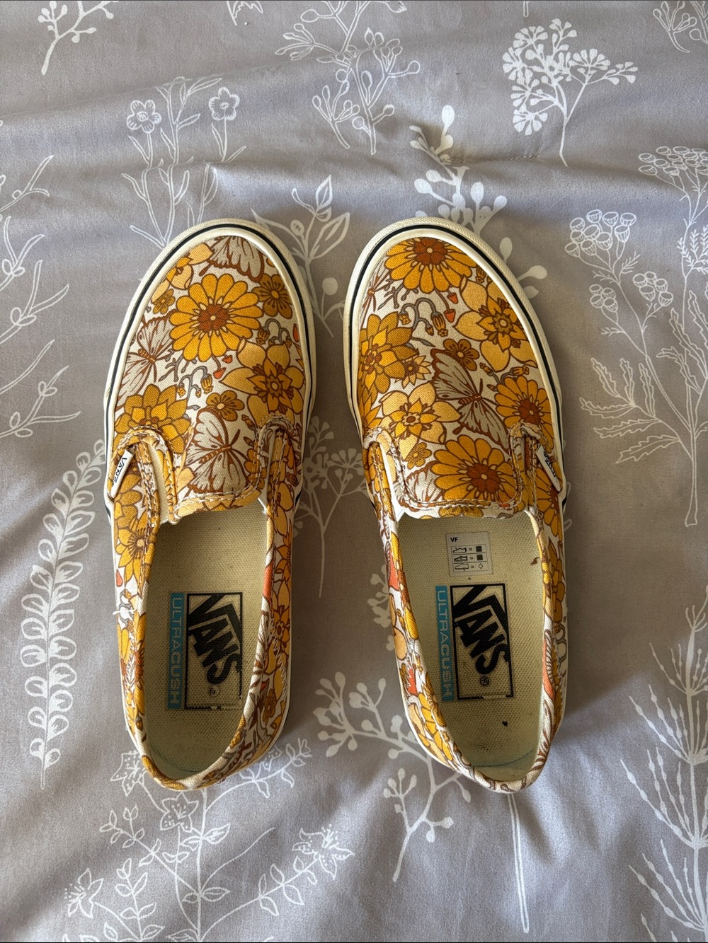 Yellow Flower Slip on Vans